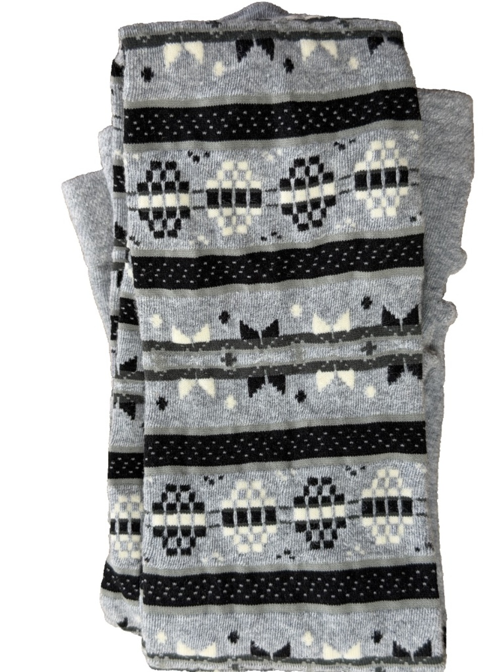 Women's Tights Fair Isle Nordic Winter Print Fall Grey Pattern Boho Geo One Size